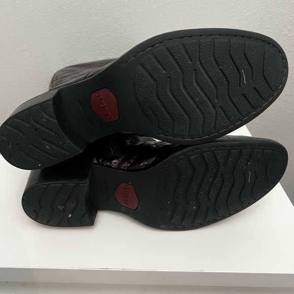 New Born Women's Mahogany Brown Leather Knee-High Boots - Picture 4 of 6